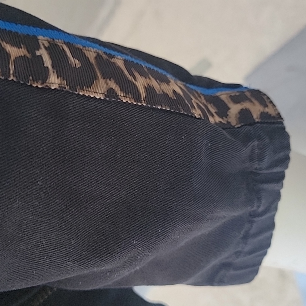Pam & Gela black cargo jogger moto pants leopard and blue racer stripe size 26 - Picture 9 of 15